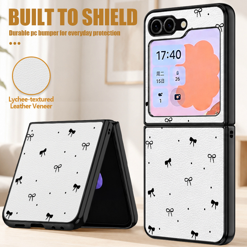 Flip Leather Case - Small Bow Pattern PU Leather Phone
