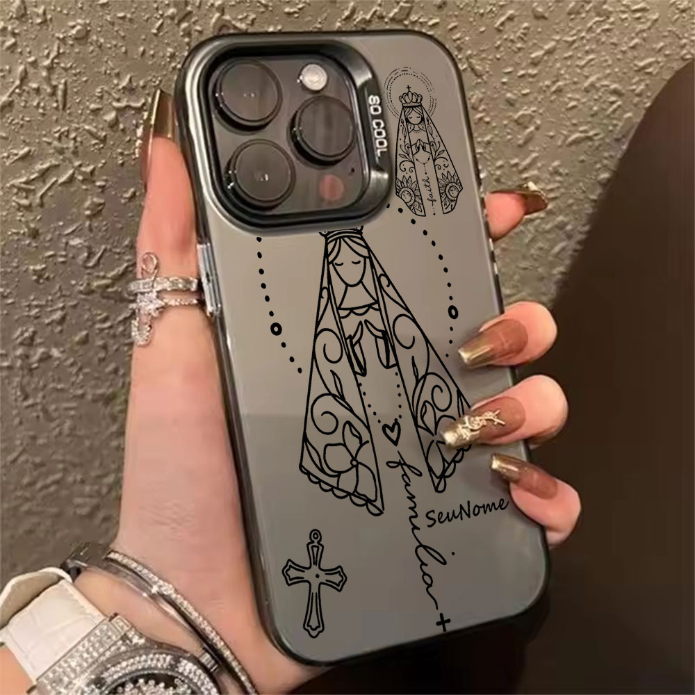 Phone Cases Iphone 16 Pro - Minimalist Lines Catholic Phone Case For