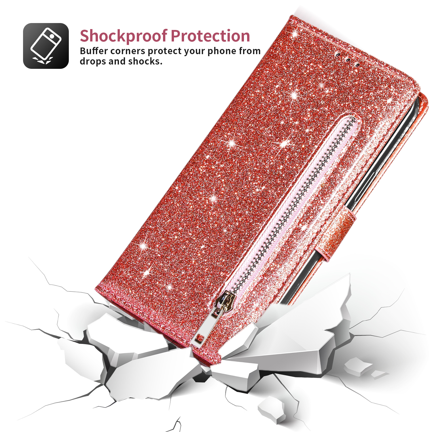 Zipper Flip Wallet Glitter Lea - Phone Cases Ugly recensie en prijs