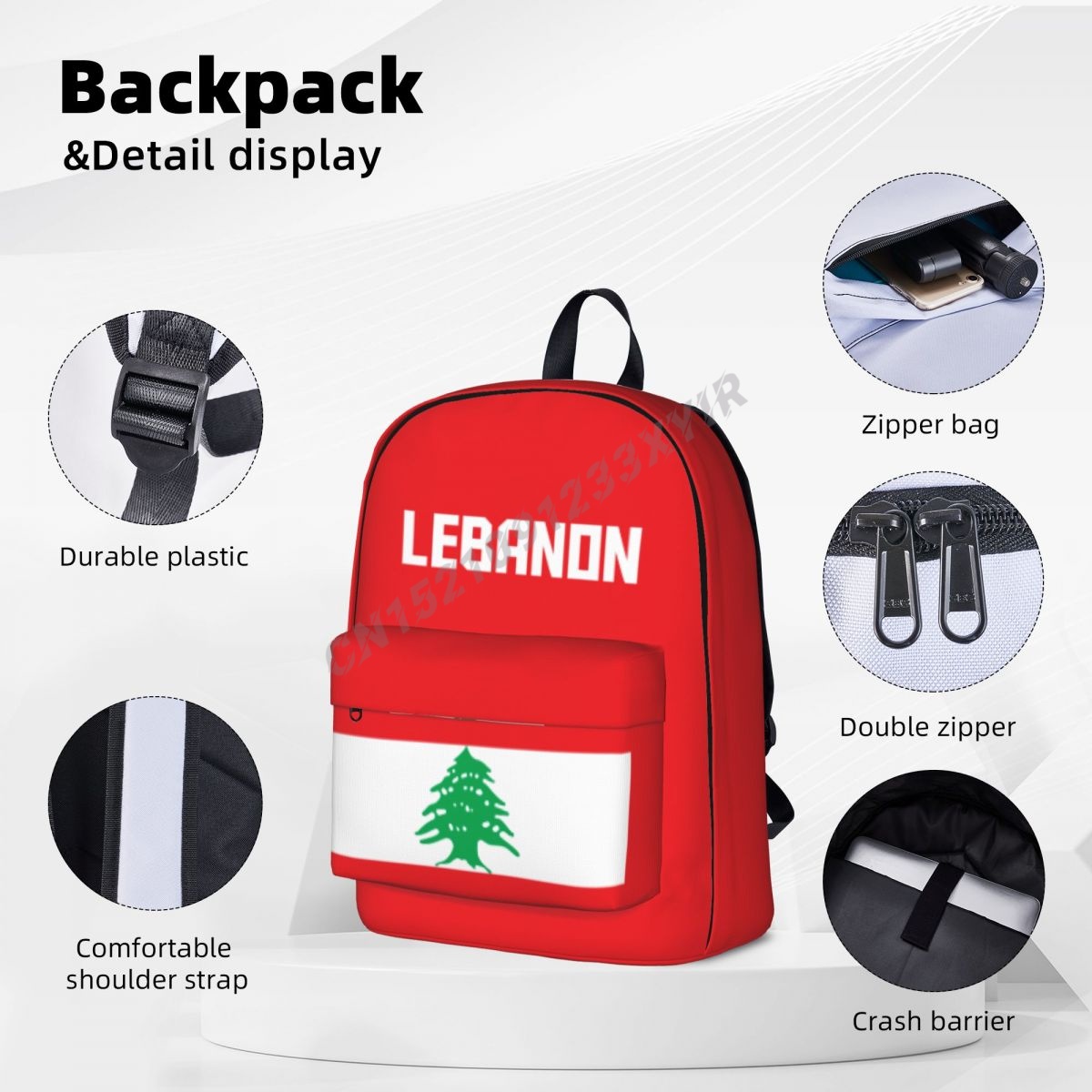 Unisex Backpack Lebanon Flag1  - Phone Cases Lebanon recensie en prijs