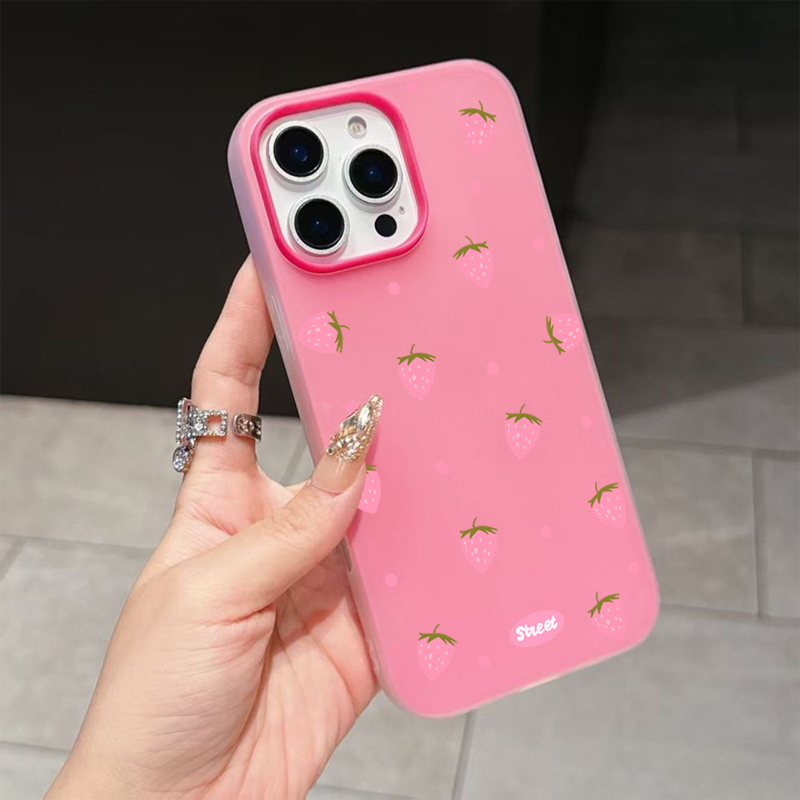 Sweet Pink Strawberry Pattern  - Phone Cases Iphone 16 Pro recensie en prijs