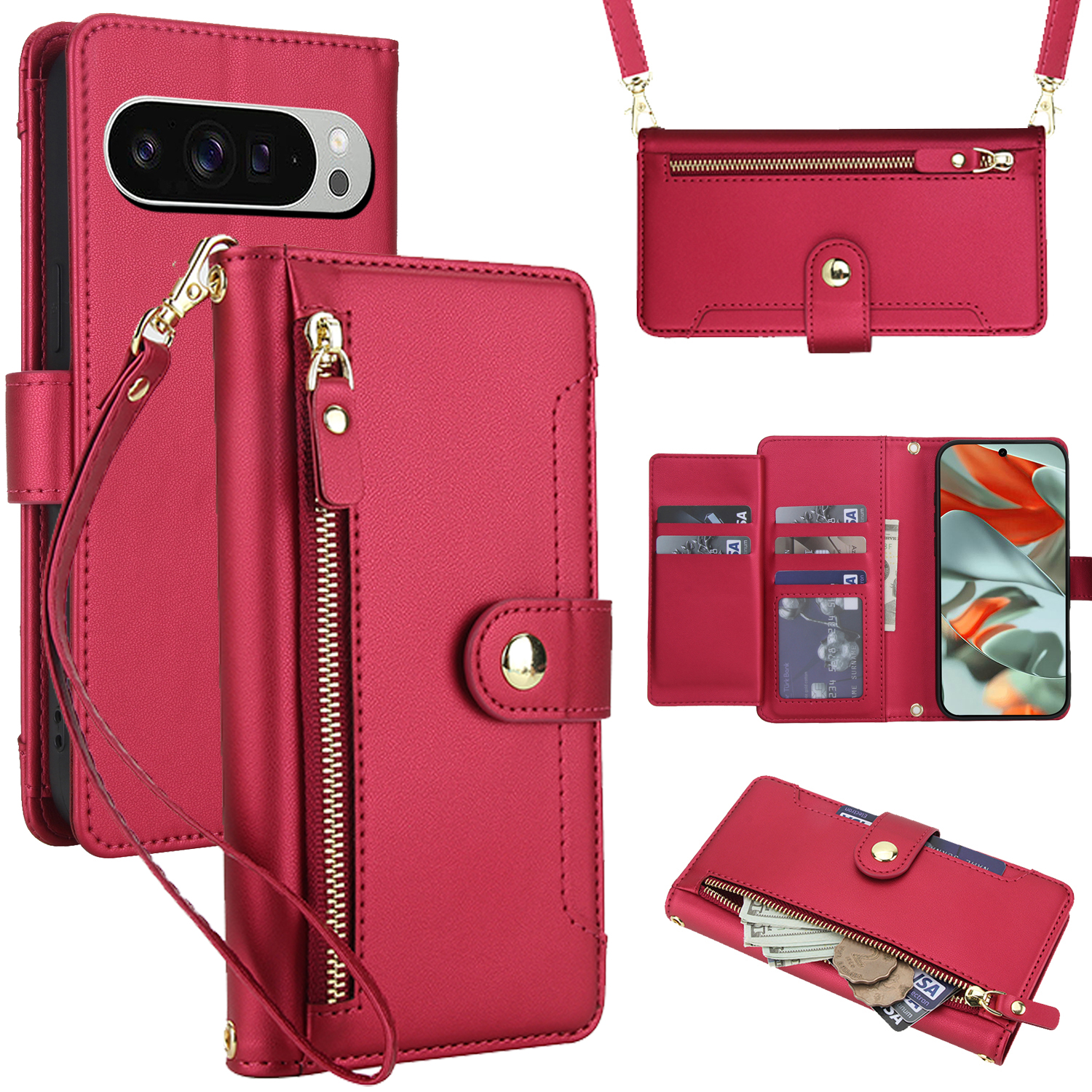 Crossbody Zipper Leather Walle - Flip Leather Case recensie en prijs