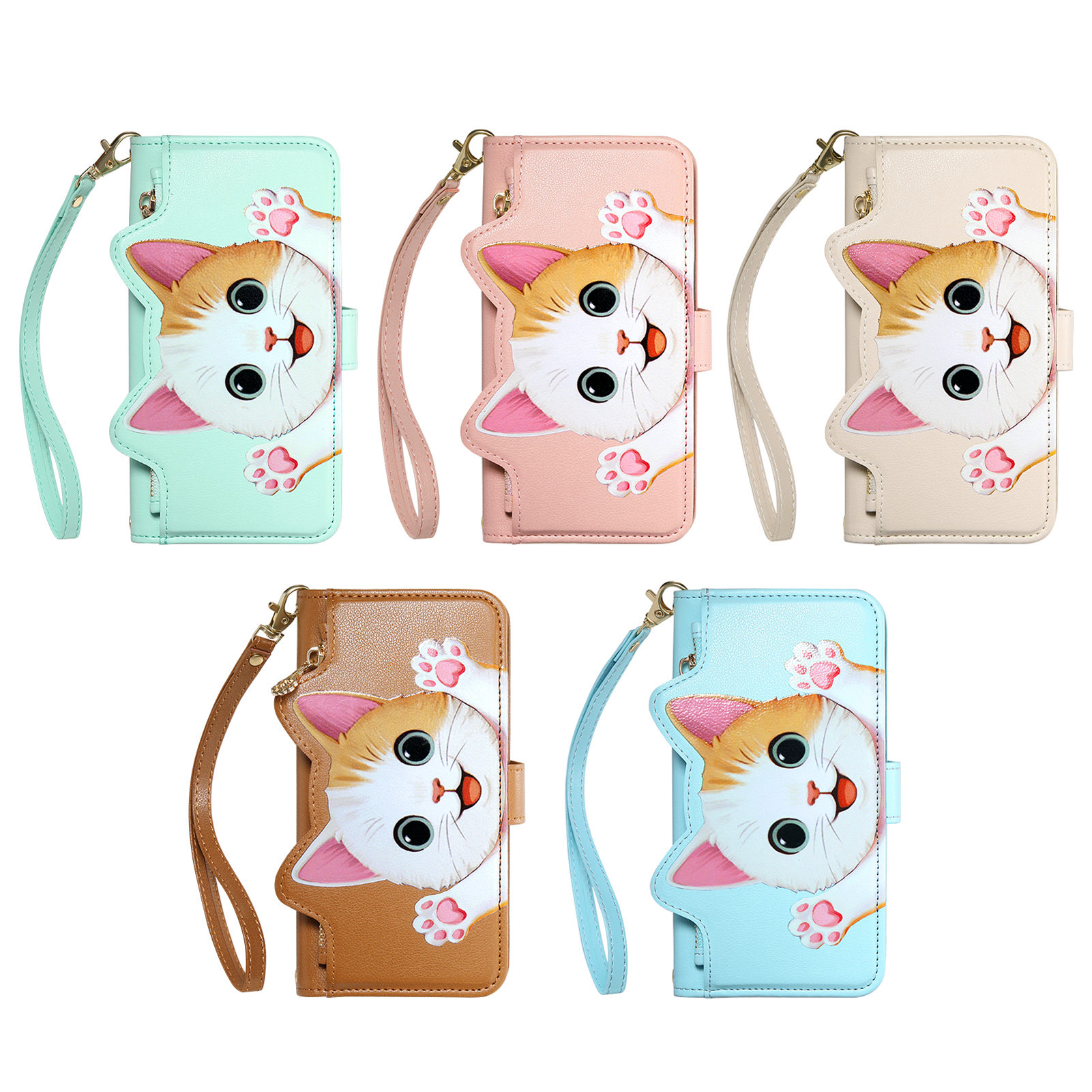Cute Cat PU Leather Zipper Wri - Flip Leather Case recensie en prijs