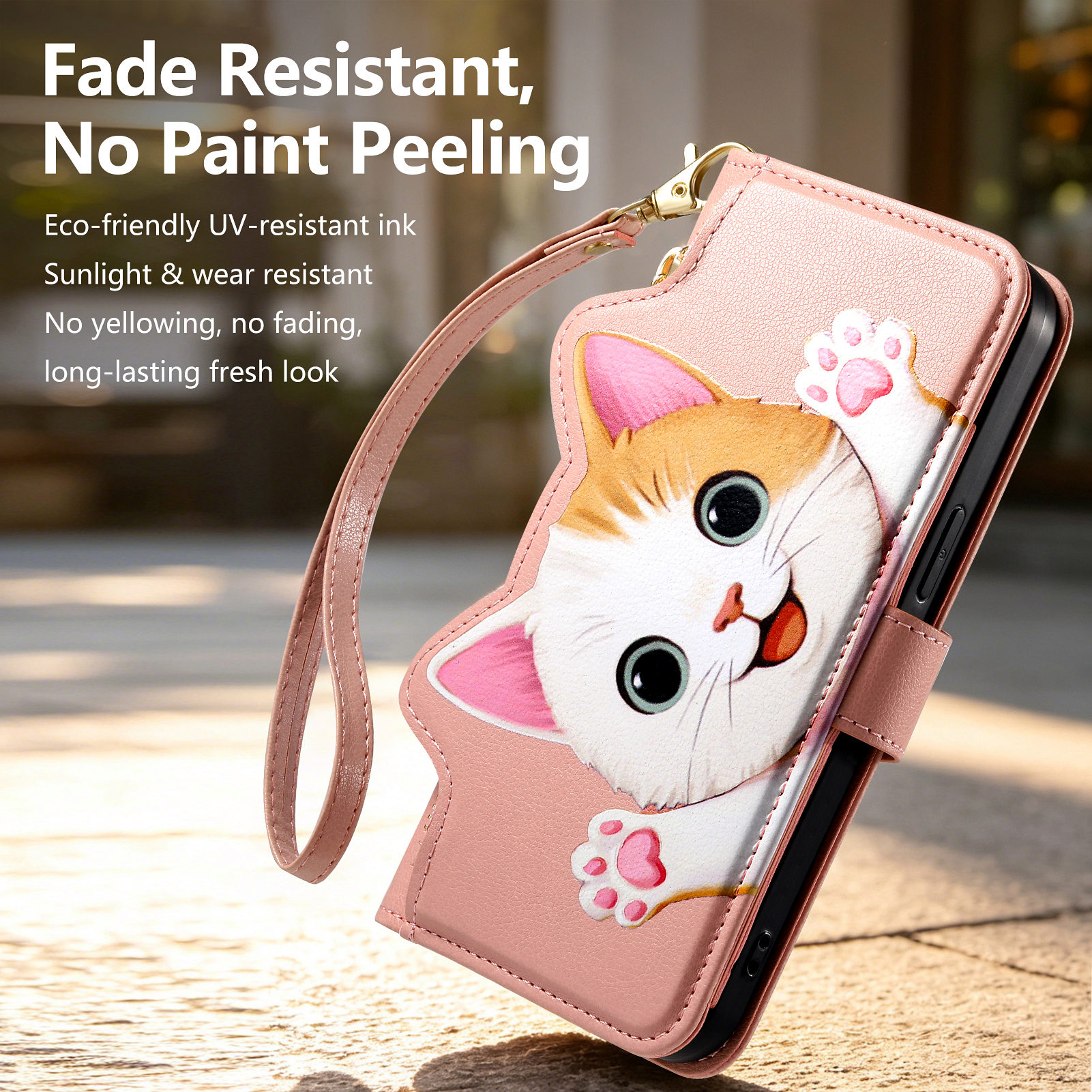Cute Cat PU Leather Zipper Wri - Flip Leather Case recensie en prijs
