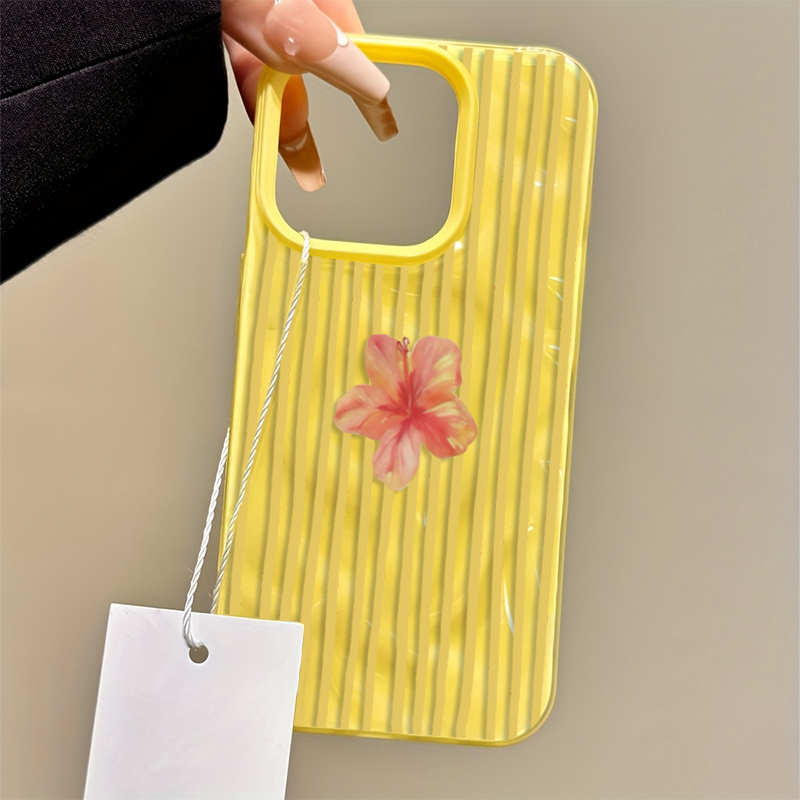 Yellow Striped Pink Flower Aes - Phone Cases Aesthetic recensie en prijs