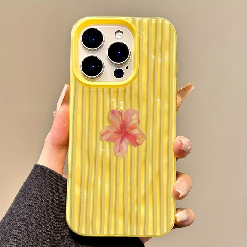 Yellow Striped Pink Flower Aes - Phone Cases Aesthetic recensie en prijs